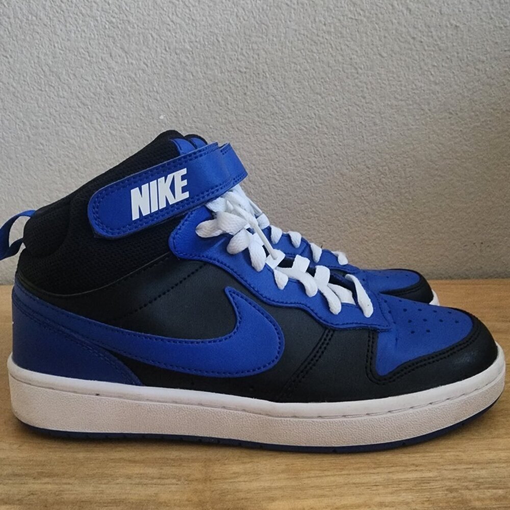 Nike Youth Court Borough Mid 2 GS Shoes Sneakers Black Game Royal Blue Size 6.5
